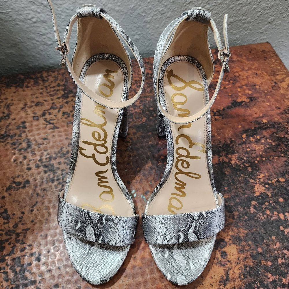 Sam Edelman Yaro Python-Embossed Leather Block-He… - image 2